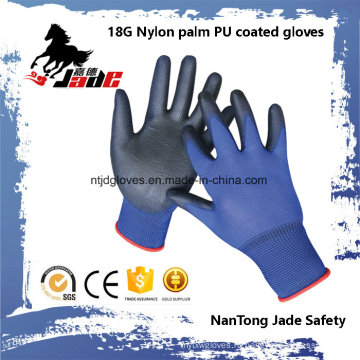 18г синий Линд ладони черный PU покрытием промышленные перчатки